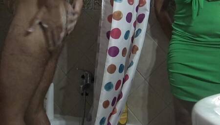 perverted stepmother watching her stepson wash his asshole in front of her