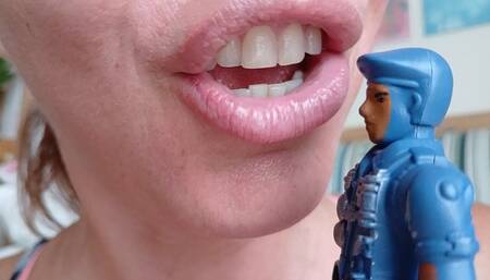 Talking a lot with my small captive, shrinking him to fit in my mouth (ENG)