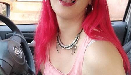 Deep Cigar inhales in my car with all windows closed - satin dress