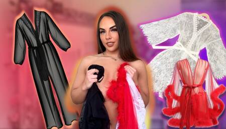 4k TRANSPARENT Night Gown Robe TRY ON HAUL with Mirror View