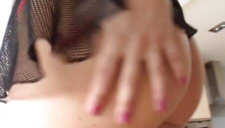 Asstoying MILF solo playing with two dildos and teasing