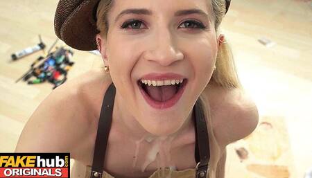 FAKEhub - Quirky blonde "Penis Artist" likes cock so much she can't resist handsome Dick Model