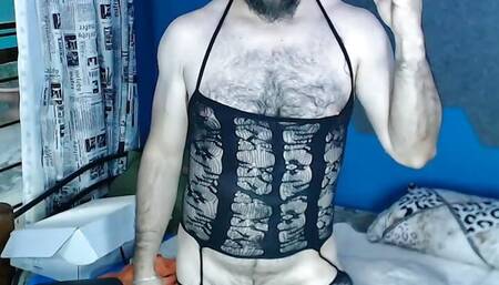 Passive gay in lingerie exhibited as a slut