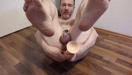 After breeding, cum was fucked out with a dildo