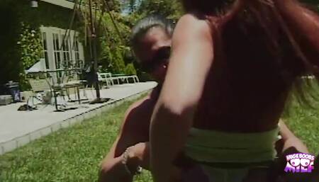 This Random Chick with Big Fake Breasts Gets Boinked by a Huge Stud