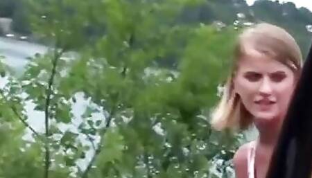 Sweet, Skinny Blonde Loves Doggy Style in the Car.