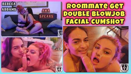 DESPERATE ROOMMATE GET PAID WITH DOUBLE BLOWJOB FACIAL CUM
