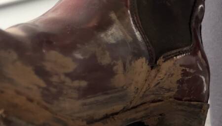 You have to lick my work boots clean, British weather not great, so plenty of mud to lick off for me