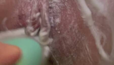 Shaving pussy extreme close up asmr foam