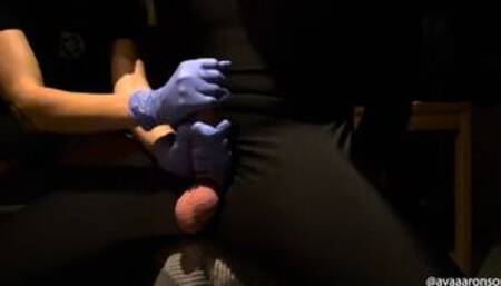 Femdom Milking Hard Cock with Oil and Gloves - Trailer