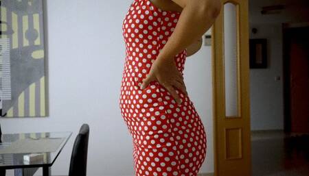 Red dotted dress and 40 inches challenge 2 b