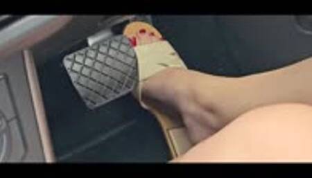 Girlfriend Drives in Flat Sandals