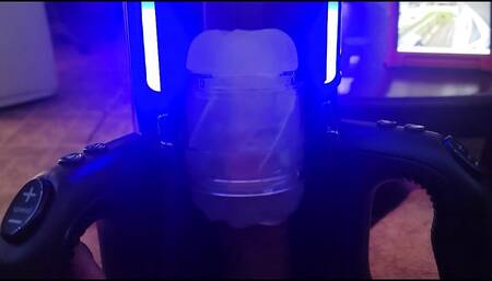 Testing XT5 Auto Stroker Toy on my uncut dick into  till I CUM