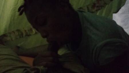 Ebony Thot Being a Whore Sucking Dick Trick or Treat Night