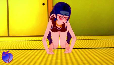 Nezuko Futa Fuck Sarada Cowgirl and They Use Double Dildo