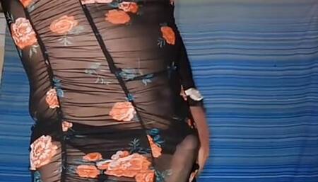 Put on my see through blue dress ready for dinner date  but forgot my pantys  do you think anyone will notice hehehehe