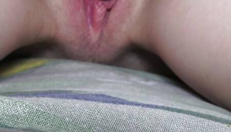 Close up Prone bone position with cum on round booty