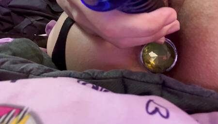 Glass dildo fuck and cum