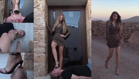 GABRIELLA - Your tongue is my doormat! 8 - OUTDOOR shoe worship, dirty soles licking, heel sucking, spitting