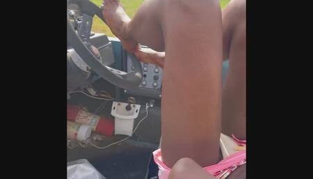 Driving the boat with my toes