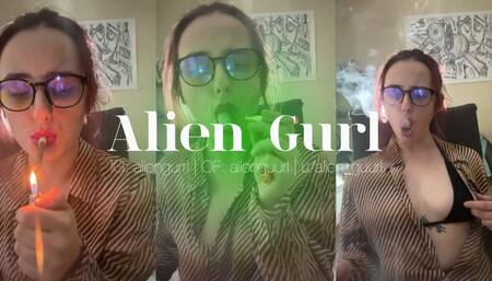Naughty Secretary Smoking Black & Mild | Alien Girl