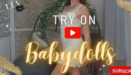 Babydoll Dress Lingerie Try-on Haul  Best 4K Mirror View  Natural Petite Redhead Leverageurassets 21