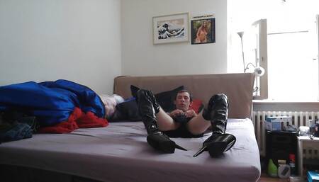 On the lounging with boots