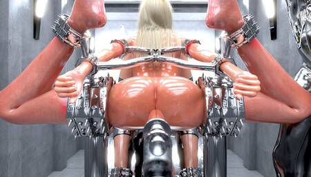 Blonde Slave in Metal Bondage - 3D BDSM Fetish Comic