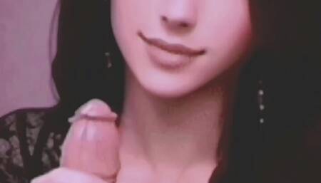 Cute handjob with moaning.