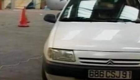 Astonishing redhead babe assfucked in the car