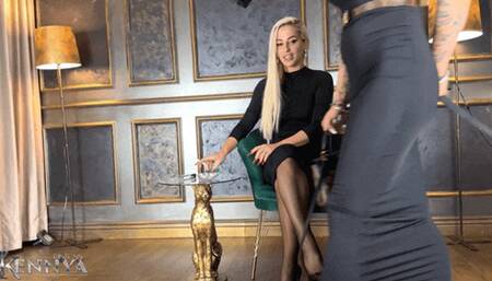 Having a smoke with Miss Ema Devine on my human chair