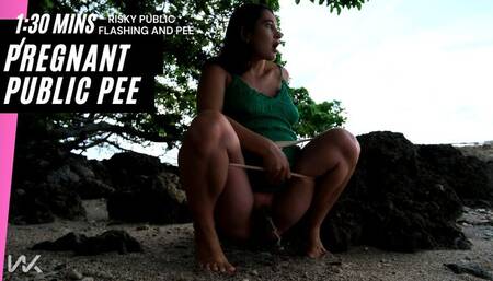 Pregnant public pee on the seaside