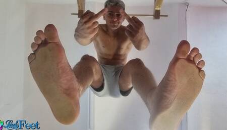 Finn Walking Barefoot On The Glass Table HD