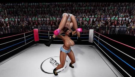 Topless female boxing and wrestling: Lina vs Yumna LOW