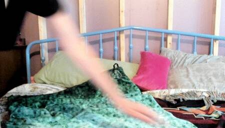 after work MILF strips and fucks a glass toy until she squirts and shows off the cream up close