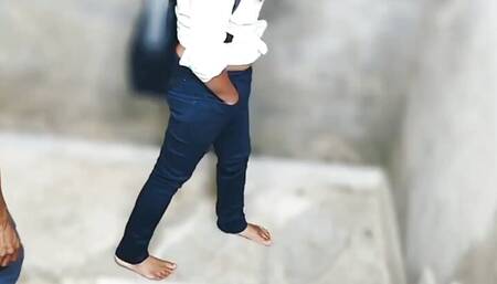 Indian college girl sex with her Classmate on Ladder full hindi sex , college couple hindi audio