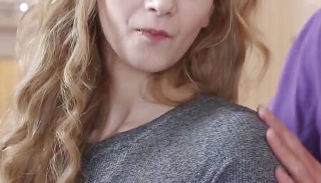 Blonde Hottie Sonia Sweet Shows Off Her Blowjob Skills