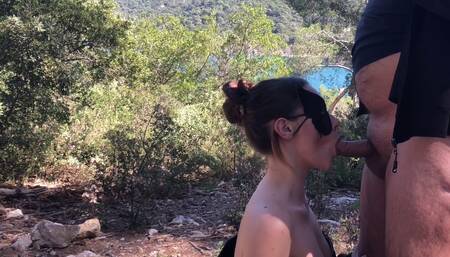 No Hands Deepthroat with Cum in Mouth on Sainte Victoire