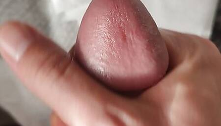 Morning cumshot with my uncut cock