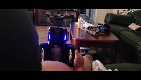 Testing XT5 Auto Stroker Toy on my uncut dick into till I CUM Part 2