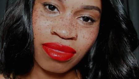 Kissing Humiliation- Ebony Femdom Goddess Rosie Reed Tease And Denial Lipstick Fetish Chastity Slaves