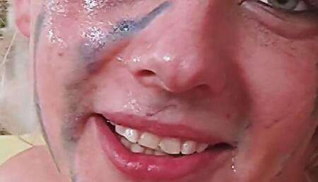 Blonde bitch pissed all over and sprayed in the face