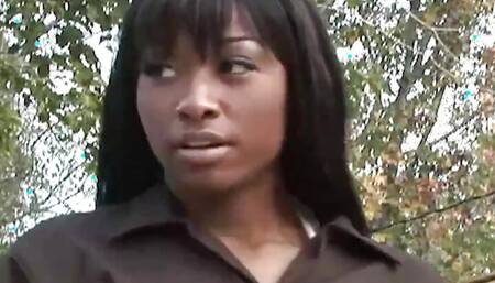 Ebony Babe Loves Getting Pounded by Two Big Black Cocks While on the Job
