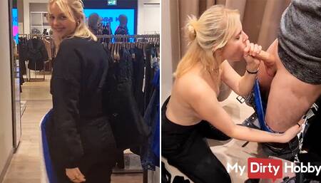 Quick blowjob in the dressing room - MyDirtyHobby