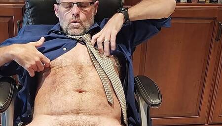 Daddy relaxes after a long day at the office