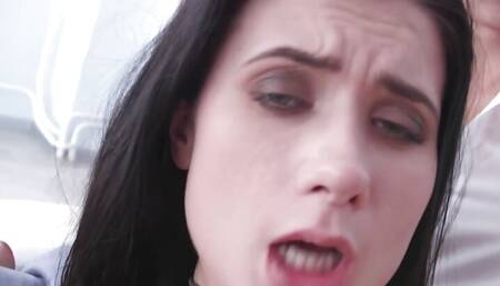 Hung Stud Destroys Petite Wife Nicole Black Right Next to Her Cuckold