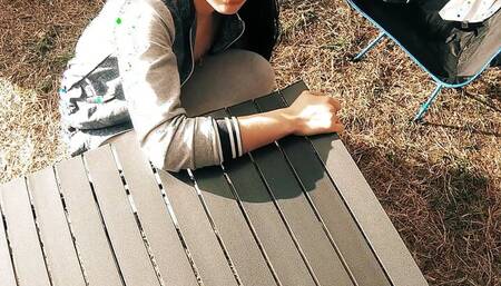 Cheating Tourist Sucked Stranger in a Tent for Help - Mouthful of Cum and Oral Creampie - Black Lynn