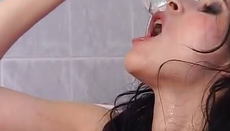 Hot German MILF enjoys solo pissing action