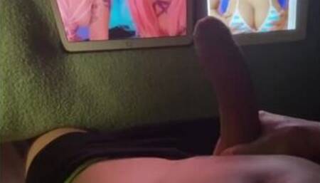 Cumshot on 2 iPads | Tattooed guy vs Ahegao teens