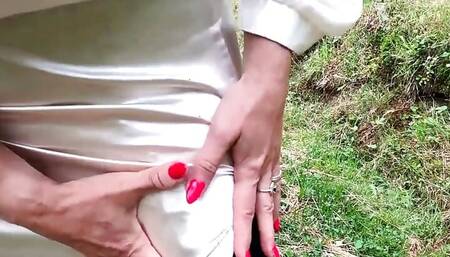 Purple dildo and black stockings